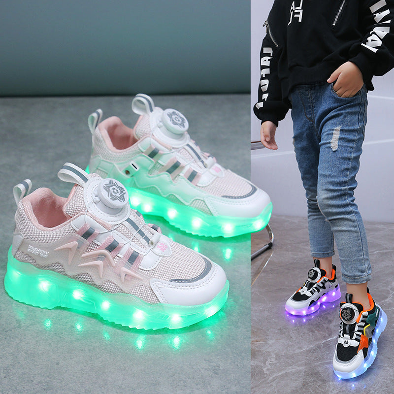 Rotating Button Charging Colorful Light-Up Sports Shoes