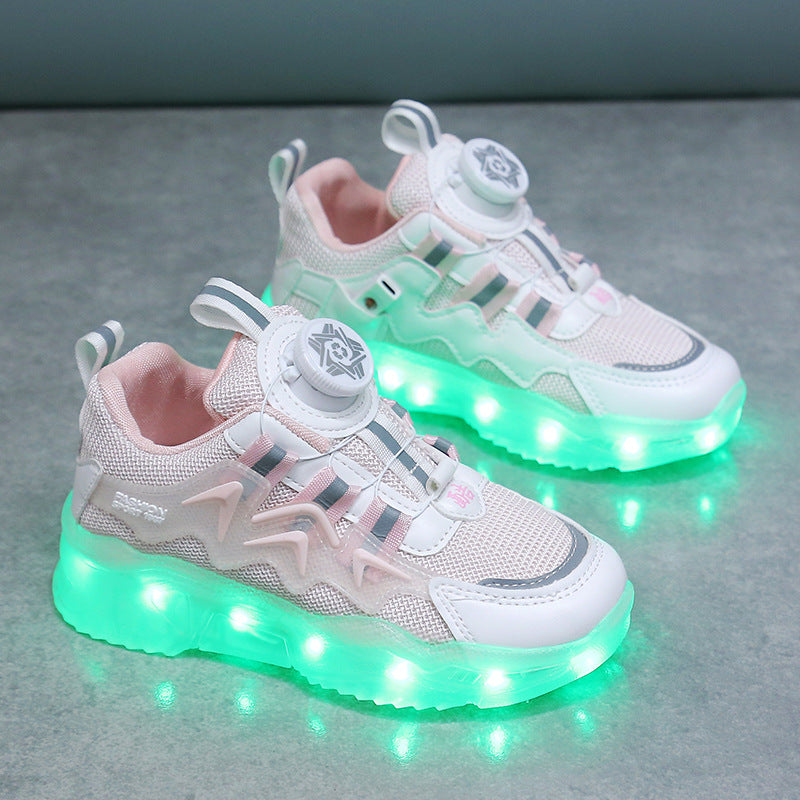 Rotating Button Charging Colorful Light-Up Sports Shoes