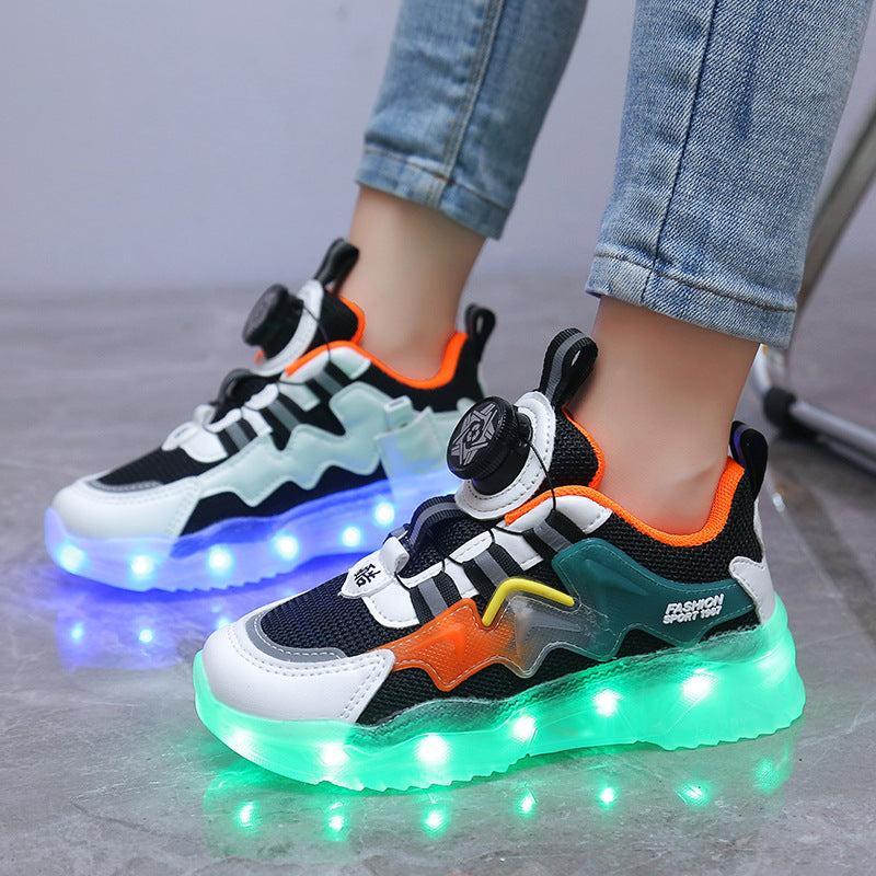 Rotating Button Charging Colorful Light-Up Sports Shoes