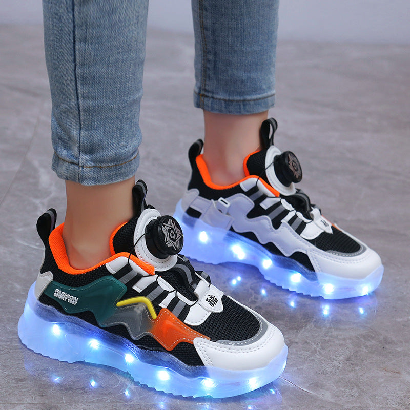 Rotating Button Charging Colorful Light-Up Sports Shoes