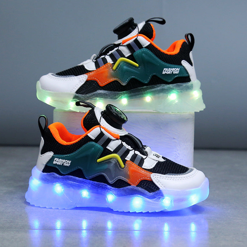 Rotating Button Charging Colorful Light-Up Sports Shoes