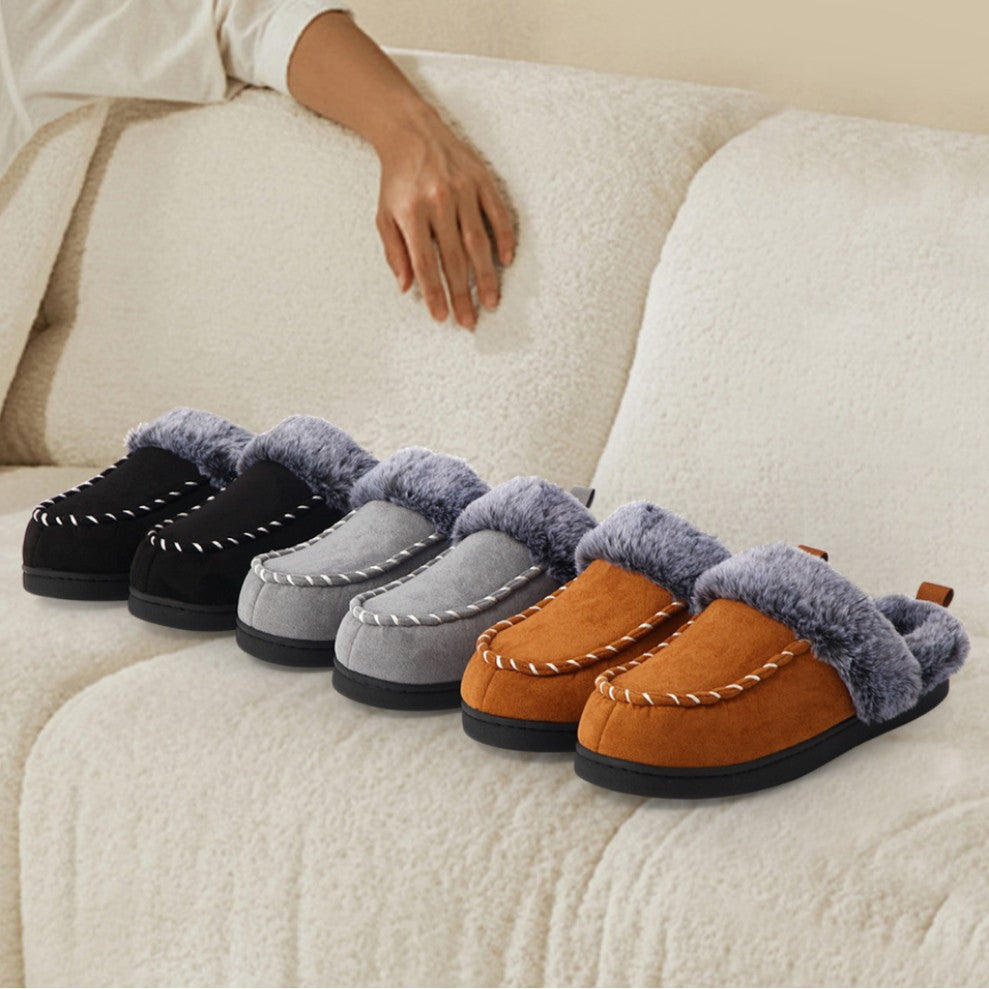 Men's Autumn and Winter Faded Fur Slip-On Home Shoes