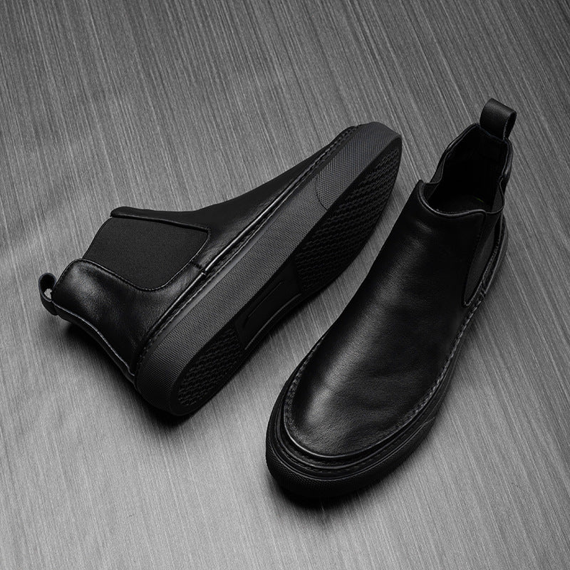 Men's Fleece-Lined British Style High-Top Leather Shoes