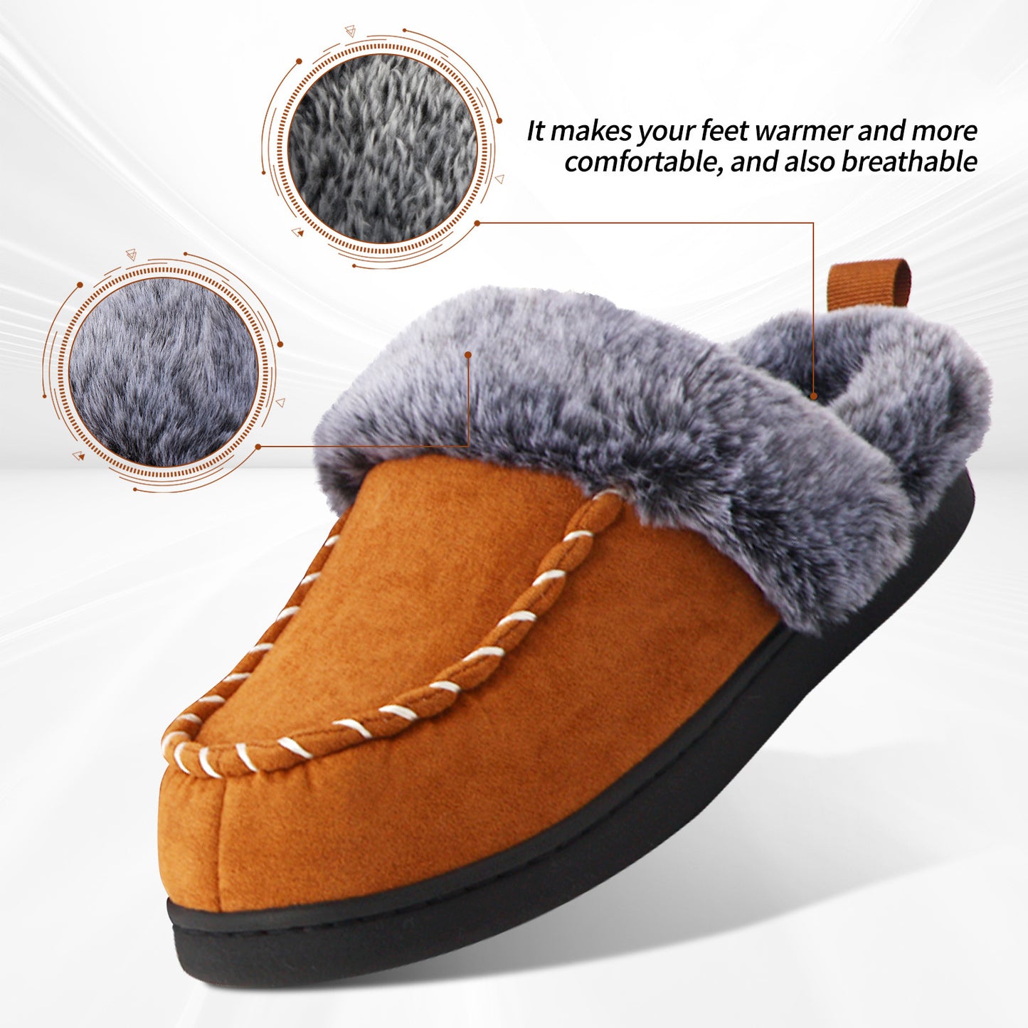 Men's Autumn and Winter Faded Fur Slip-On Home Shoes