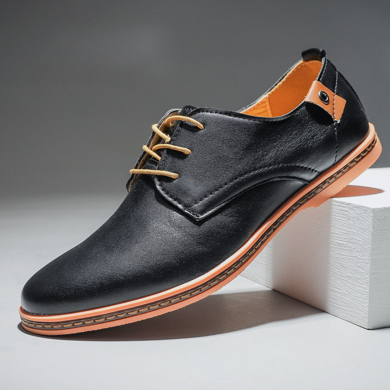 Men's Casual Business Lace-Up Pumps with Leather Surface