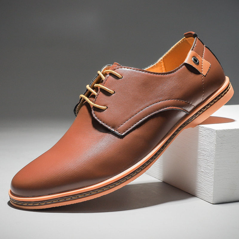 Men's Casual Business Lace-Up Pumps with Leather Surface