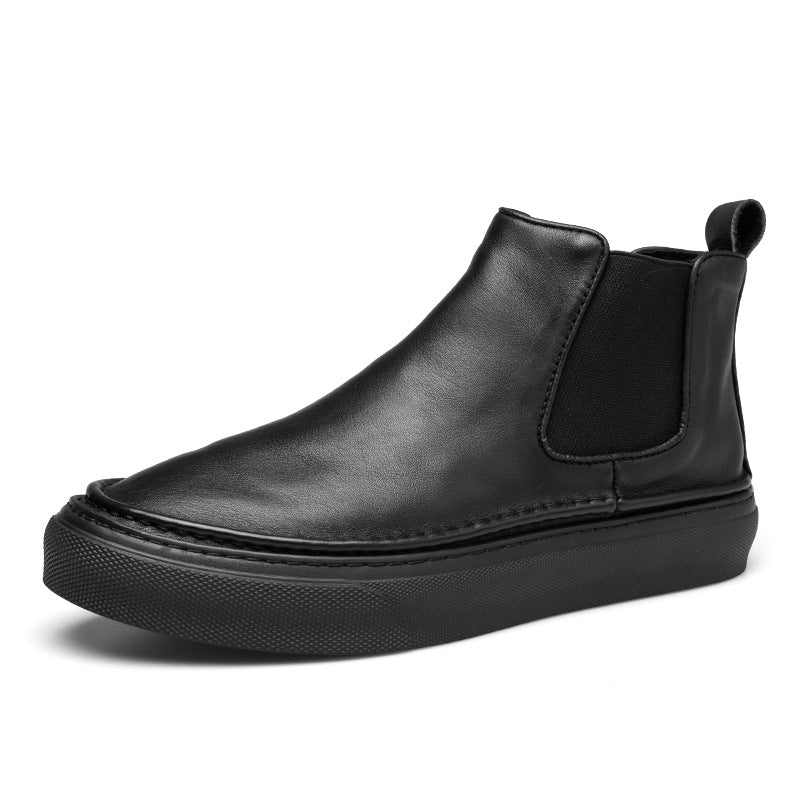 Men's Fleece-Lined British Style High-Top Leather Shoes