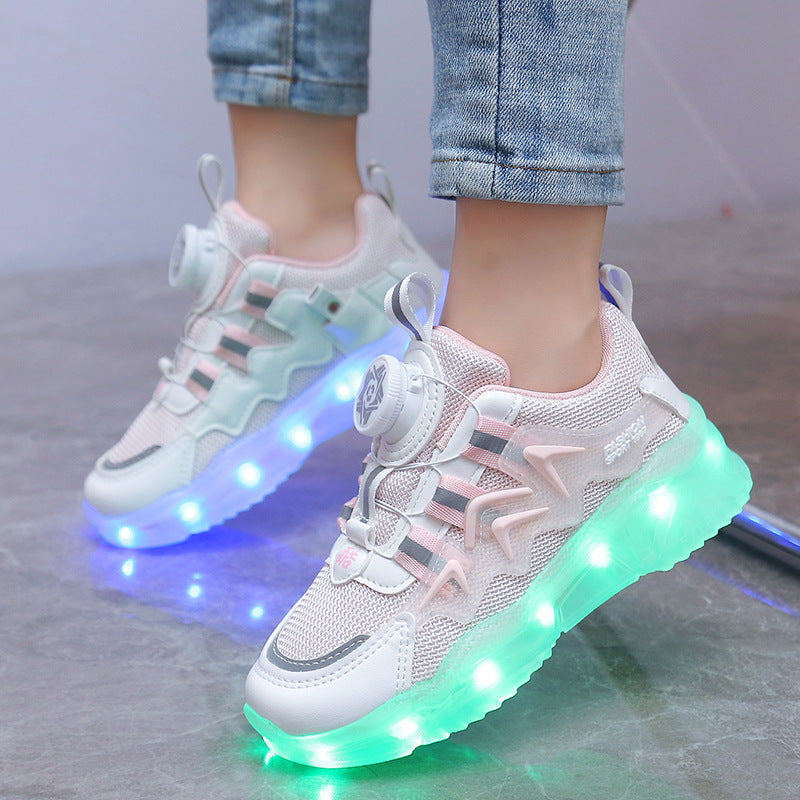 Rotating Button Charging Colorful Light-Up Sports Shoes