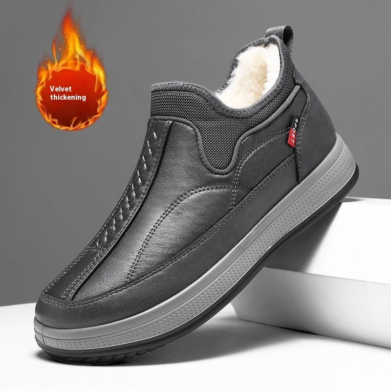 Men's Winter Warm Fleece Snow Boots – Round-Toed, Platform Ankle Boots Non-Slip Flat Cotton Shoes