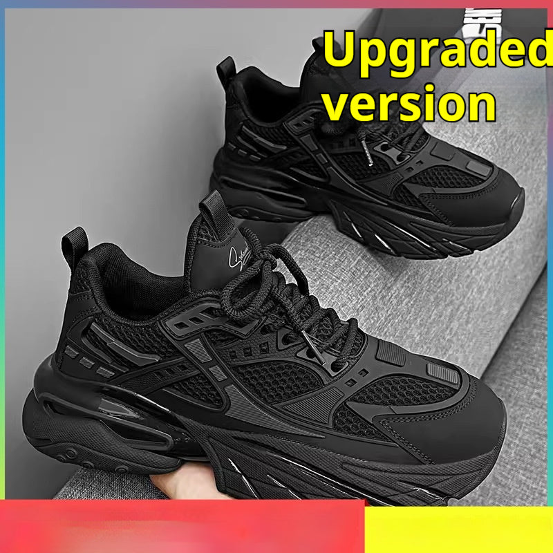 Pure Black Thick-Sole Increased Leisure Sneakers, Dad Shoes