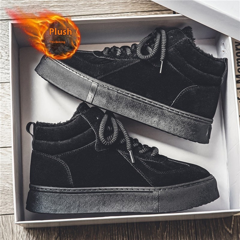 Men's High-Top Winter Velvet Warm Cotton Shoes, All-Matching Style