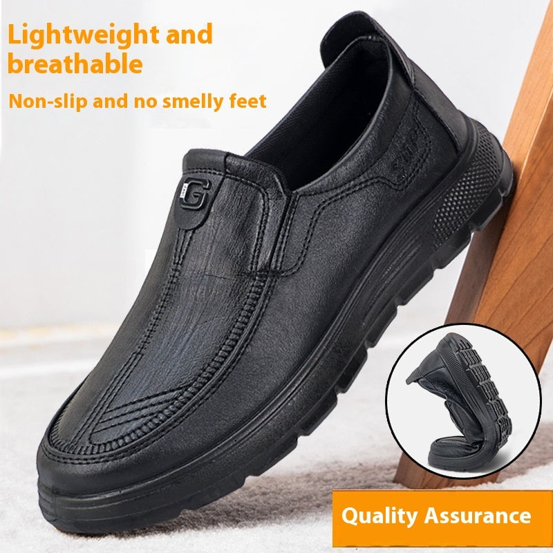 Men's Business Casual Leather Shoes – Soft Bottom, Stylish Daddy Shoes