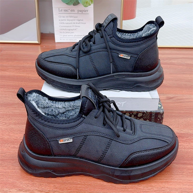 Winter Fleece-Lined Padded Men's Casual Sports Cotton Shoes for Warmth