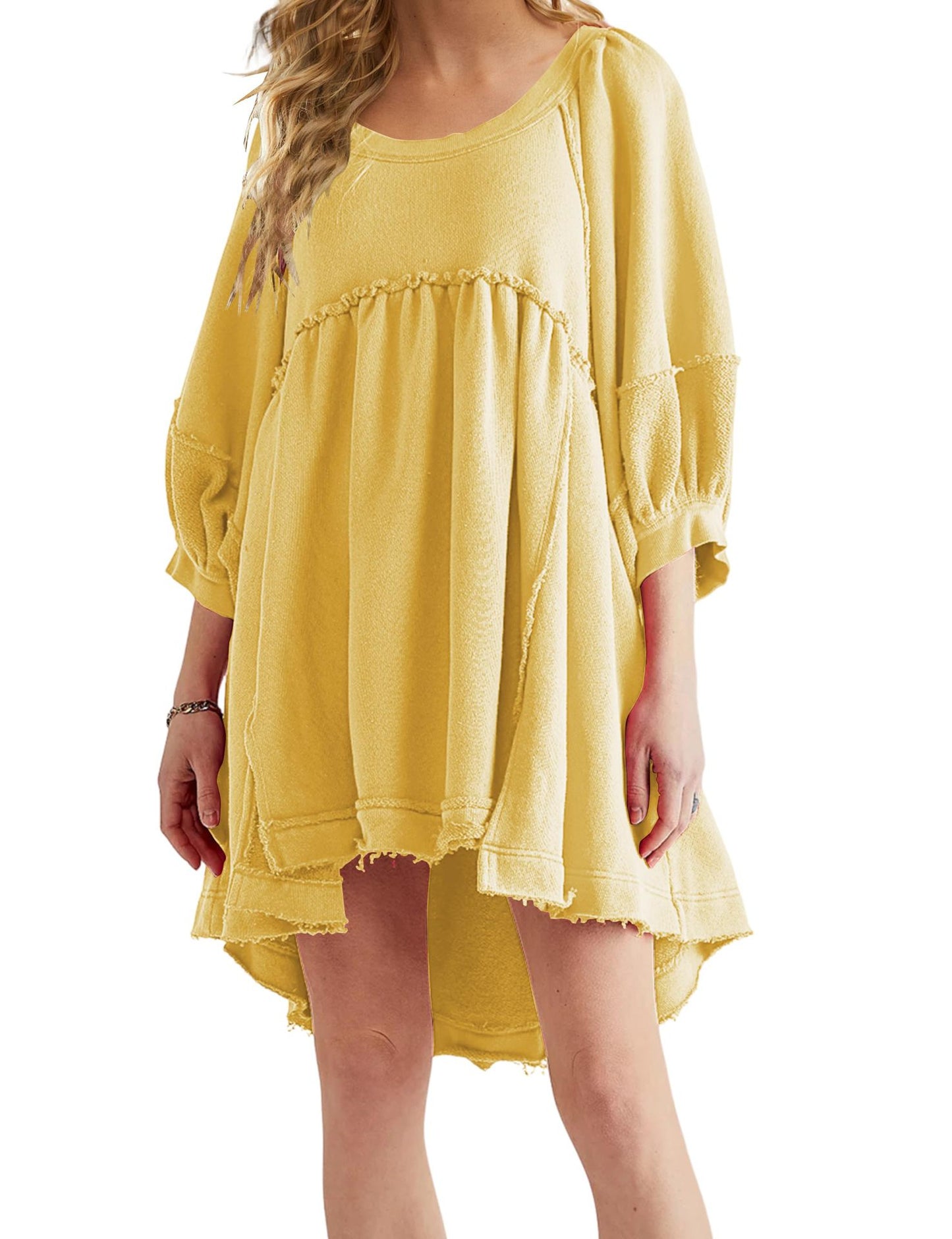 Female Autumn And Winter Round Neck Solid Color Loose-fitting Large Size Dress