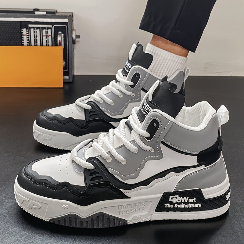 Men's Plus Size High-Top Casual Sneakers – Mid-Top Sports Style