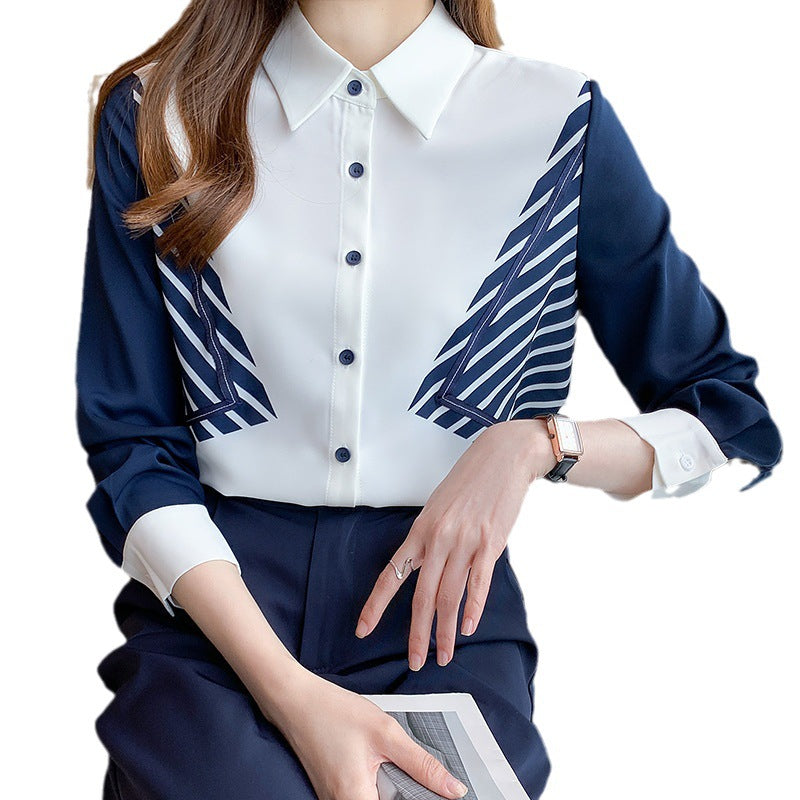 Women's Autumn Fashion French Chiffon Top Niche Long Sleeve Shirt