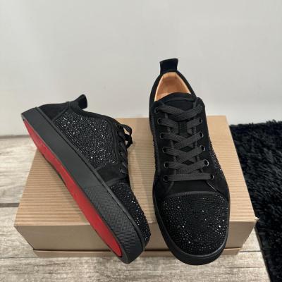 Men's Rhinestone Red Bottom Low-Top Sneakers – Comfortable, Breathable, and Fashionable