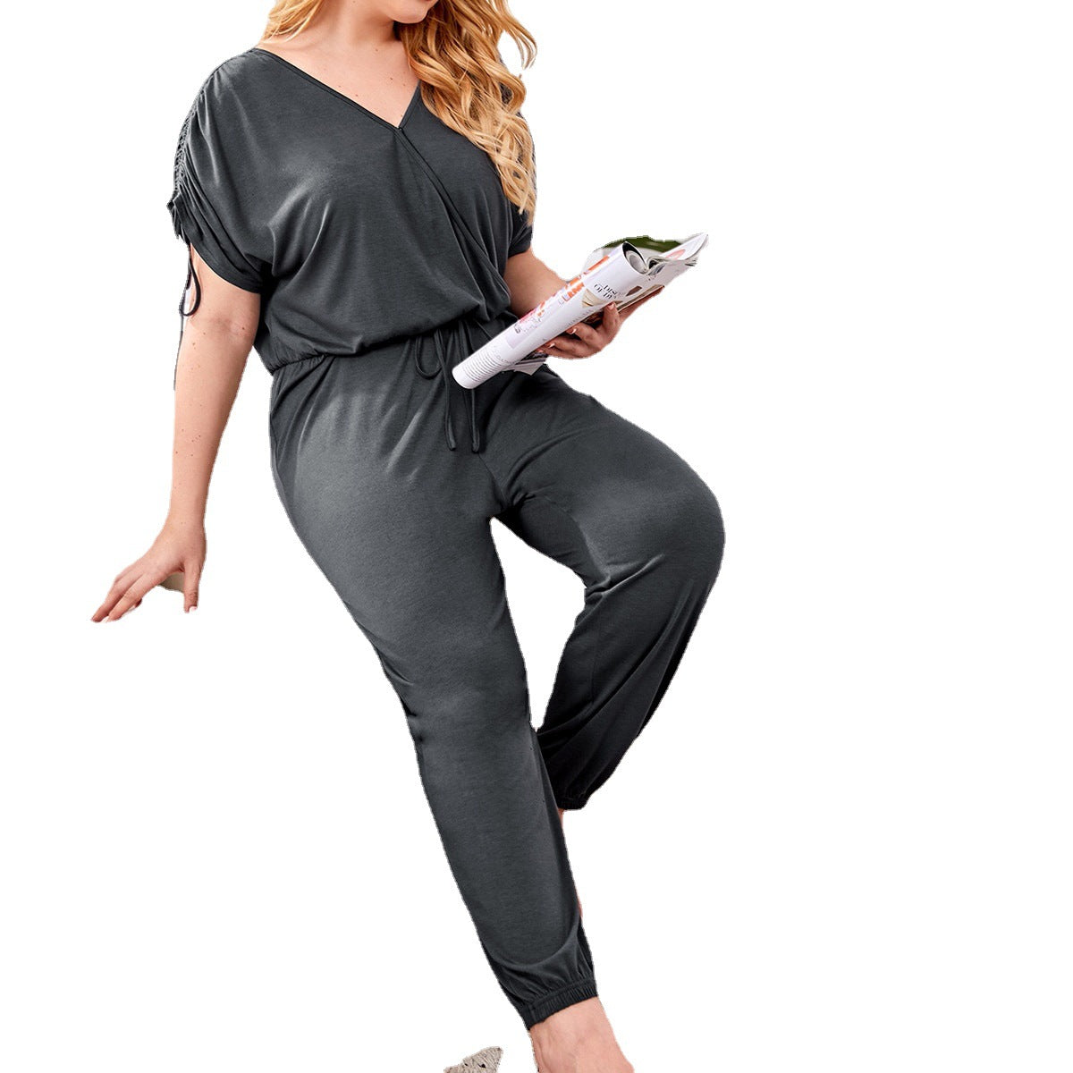 Leisure Fashion Home Wear Short-sleeved Jumpsuit