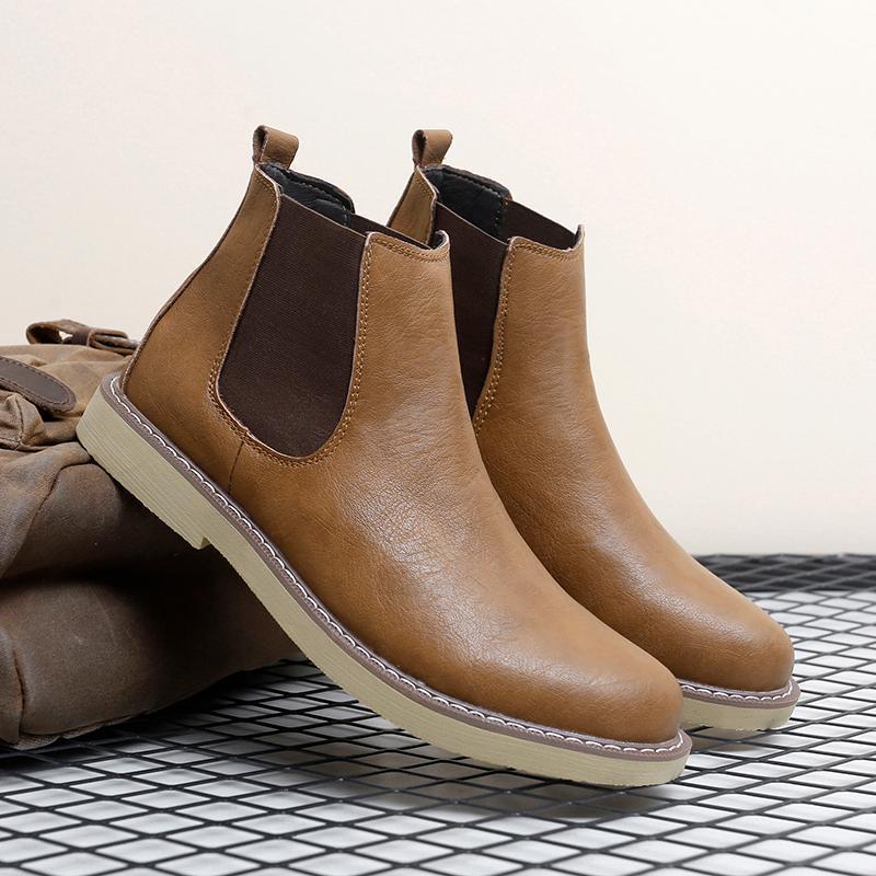 Men's British-Style High-Top Martin Boots, Retro Mid-Cut Shoes