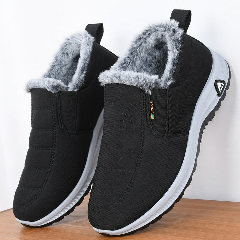 Winter Fleece-Lined Non-Slip Cotton-Padded Shoes for Middle-Aged and Elderly