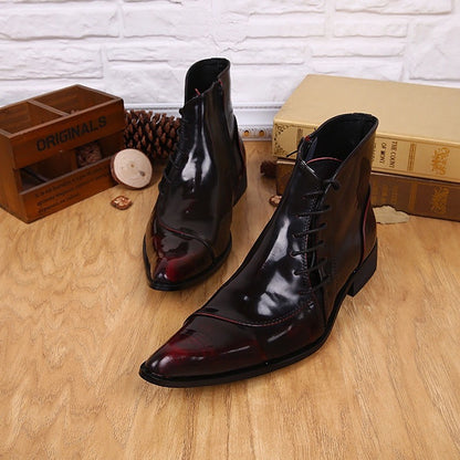 Light Luxury Korean Style Men's Pointed Leather Boots