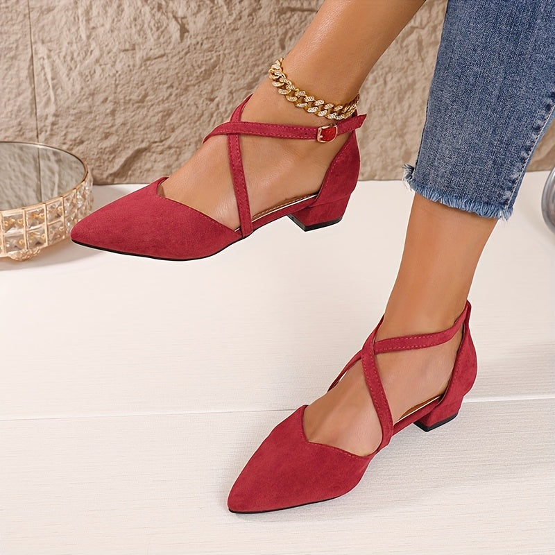 Elegant Womens Cross Band Pointed Toe Flats