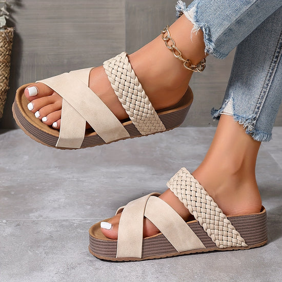 Womens Crisscross Espadrille Slide Sandals Open Toe