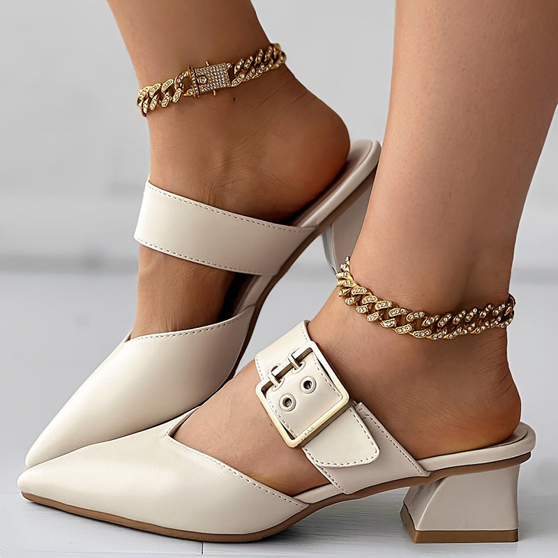 Elegant Mary Jane Block Heel Shoes with Buckle